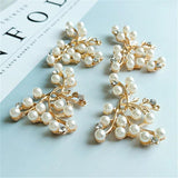 10 Pcs 32*40mm Pearls Rhinestone Metal Branch DIY Bride Hair Accessories