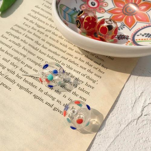 Hand Painted Wave Line Wind Bell Santa Claus Tree Glass Bubble DIY Hand Jewelry
