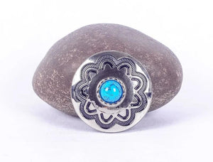 10PC 30MM Turquoise Flower Western Bridle Tack Silver decoration