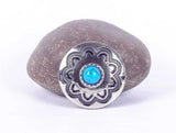 10PC 30MM Turquoise Flower Western Bridle Tack Silver decoration