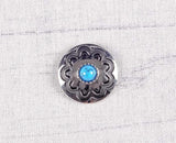10PC 30MM Turquoise Flower Western Bridle Tack Silver decoration