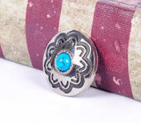 10PC 30MM Turquoise Flower Western Bridle Tack Silver decoration