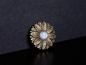30MM Turquoise Flower Leathercraft Concho Antique Brass Screwback