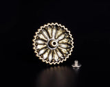 30MM Turquoise Flower Leathercraft Concho Antique Brass Screwback