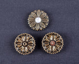 30MM Turquoise Flower Leathercraft Concho Antique Brass Screwback