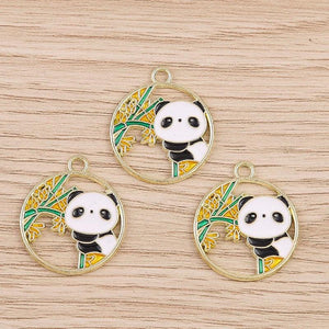 10pcs Cute Panda Bamboo Charms Pendants for DIY Jewelry Making