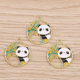 10pcs Cute Panda Bamboo Charms Pendants for DIY Jewelry Making