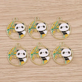 10pcs Cute Panda Bamboo Charms Pendants for DIY Jewelry Making