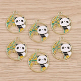 10pcs Cute Panda Bamboo Charms Pendants for DIY Jewelry Making