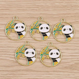 10pcs Cute Panda Bamboo Charms Pendants for DIY Jewelry Making