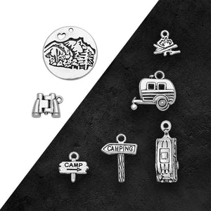 Antique Silver Plated Trailer Camping Fire Charms Travel Pendants DIY Bracelets