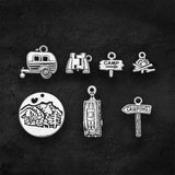 Antique Silver Plated Trailer Camping Fire Charms Travel Pendants DIY Bracelets
