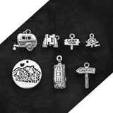Antique Silver Plated Trailer Camping Fire Charms Travel Pendants DIY Bracelets