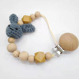 1Pcs Baby Beech Teether Pacifier Chain Safe Cartoon Animal Wood Pacifier Clips