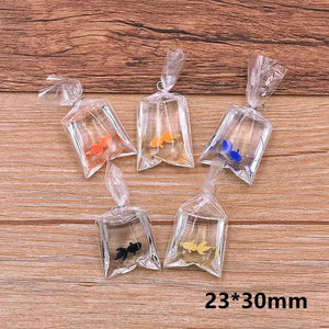 10pcs Coral Fish Bag Resin Pendant for DIY Jewelry Making