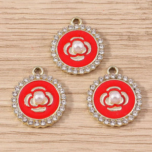 10pcs Crystal Flower Charms Pendants for Jewelry Making Women DIY