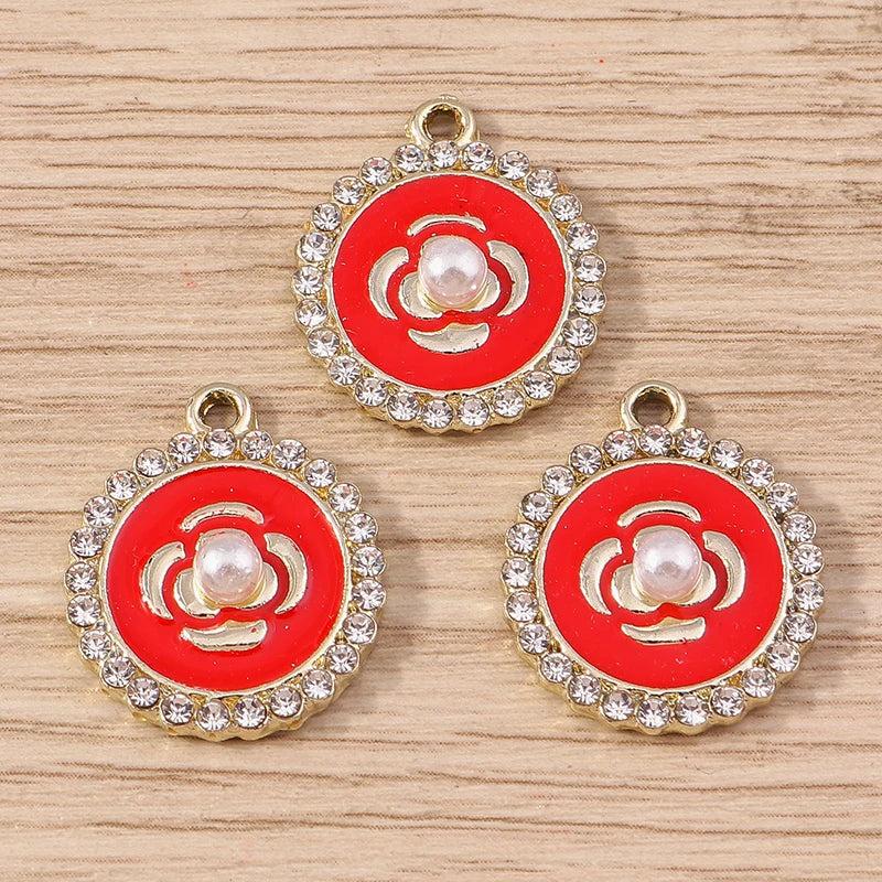 10pcs Crystal Flower Charms Pendants for Jewelry Making Women DIY