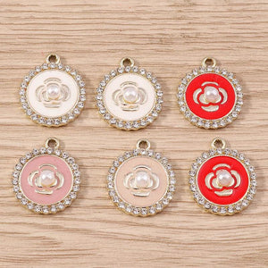 10pcs Crystal Flower Charms Pendants for Jewelry Making Women DIY