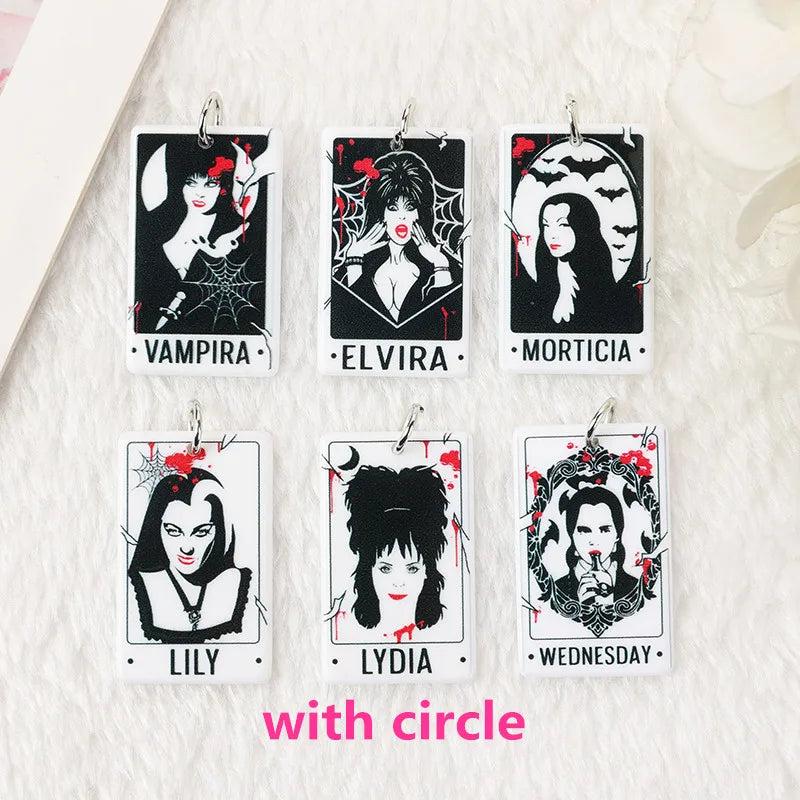 6Pcs Halloween Charms Tarot Card Horror Acrylic Jewelry Findings