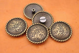 10X Antique Brass Flower Engraved Concho Set