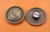 10X Antique Brass Flower Engraved Concho Set