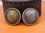 10X Antique Brass Flower Engraved Concho Set