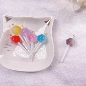 10pcs Spherical Lollipop Resin Jewelry Keychain Earrings Pendant