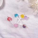 10pcs Spherical Lollipop Resin Jewelry Keychain Earrings Pendant