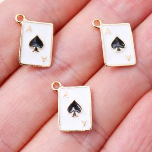 20pcs Mini Enamel Playing Card Charms for Jewelry Making