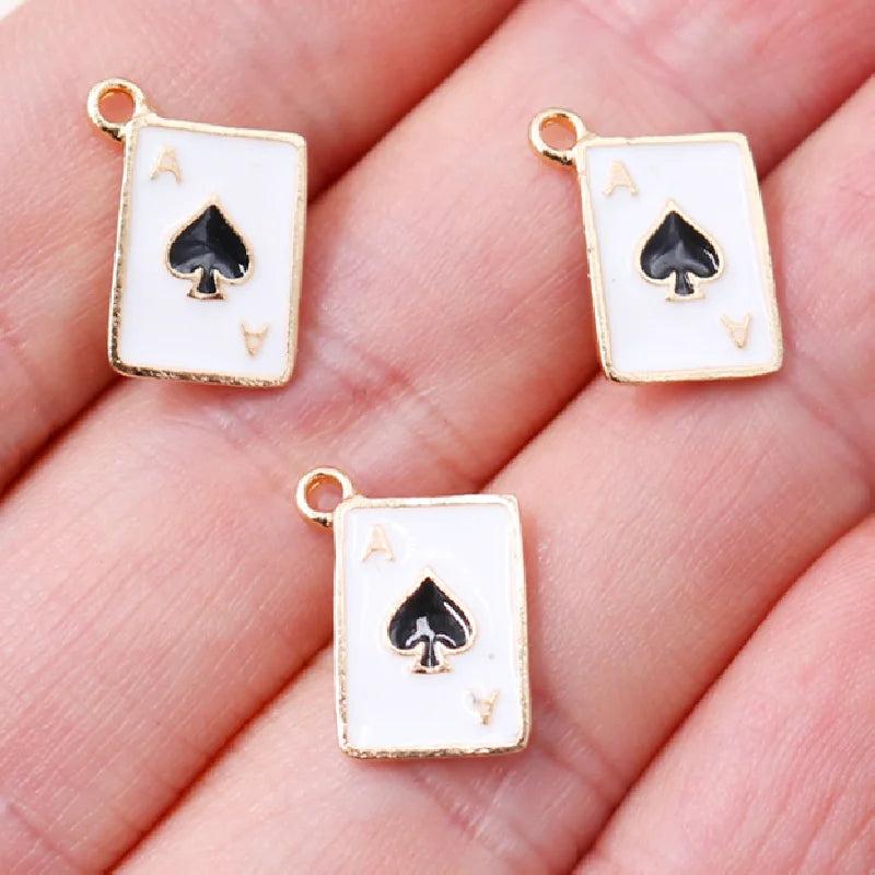 20pcs Mini Enamel Playing Card Charms for Jewelry Making
