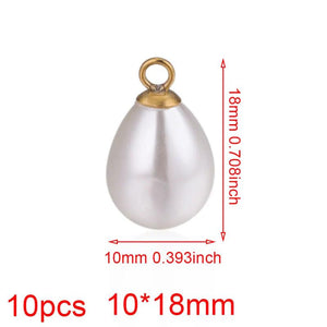 10pcs Round Drop Pearl Earrings Beads Stainless Steel Pendant
