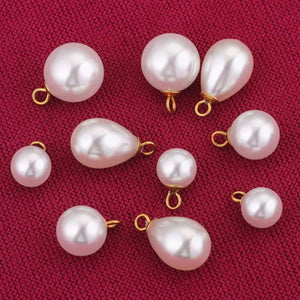 10pcs Round Drop Pearl Earrings Beads Stainless Steel Pendant