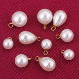 10pcs Round Drop Pearl Earrings Beads Stainless Steel Pendant
