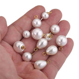 10pcs Round Drop Pearl Earrings Beads Stainless Steel Pendant
