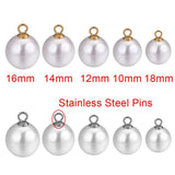 10pcs Round Drop Pearl Earrings Beads Stainless Steel Pendant