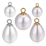 10pcs Round Drop Pearl Earrings Beads Stainless Steel Pendant