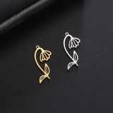 5pcs Birth Month Flower Charms Stainless Steel Pendant DIY Necklace