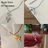 5pcs Birth Month Flower Charms Stainless Steel Pendant DIY Necklace