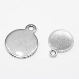 50pcs Stainless Steel Round Dog Tag Charms for DIY Jewelry Making