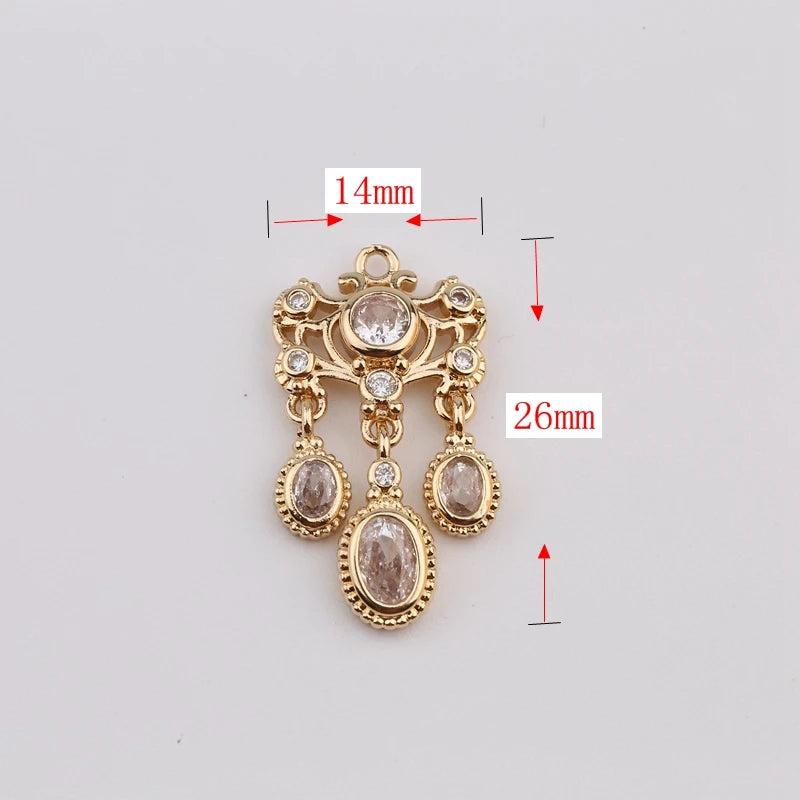 2pcs Zircon Crystal Pendants for Diy Jewelry Making