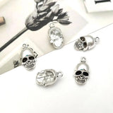 15pcs 3D Skull Head Charms Halloween Pendants DIY Jewelry Supplies