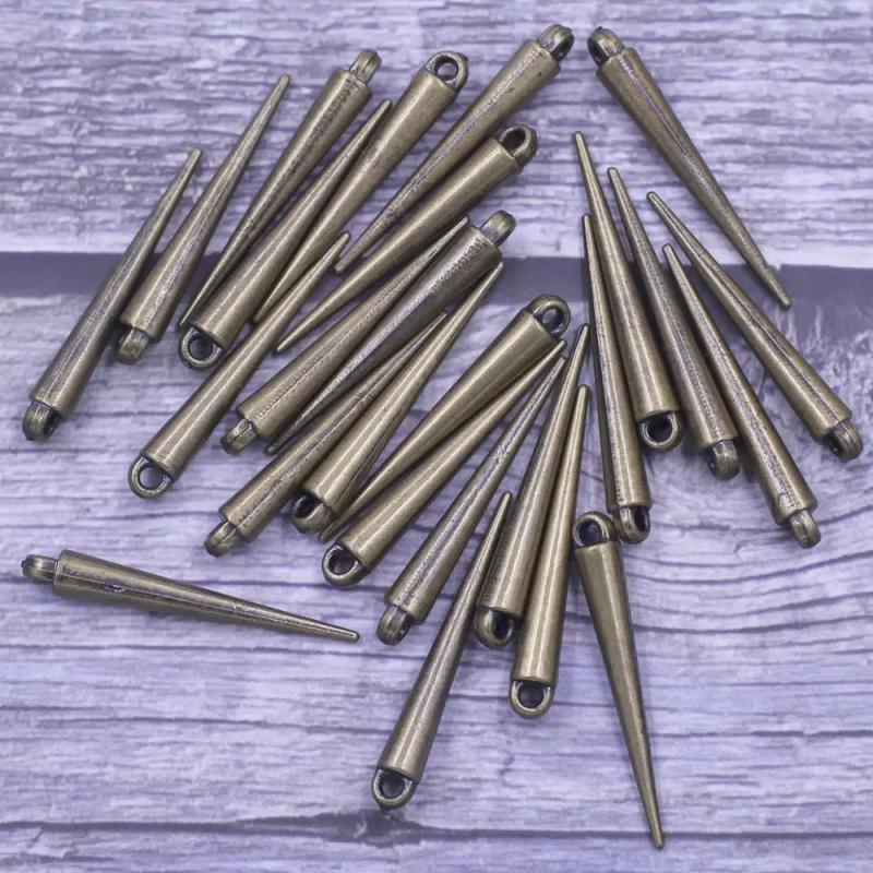100Pcs Rivet Punk Studs Spikes Cone Tear Charms 34mm/23mm