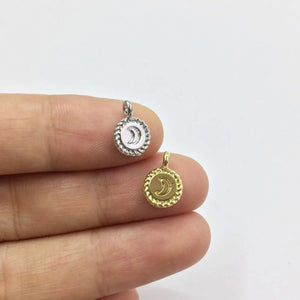 20pcs 8mm Moon Print Coin Zinc Alloy Jewelry DIY 2 Colors