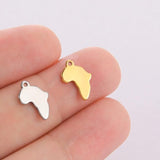 10pcs Stainless Steel Charms Africa Map for Jewelry Making