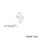 10pcs Stainless Steel Charms Africa Map for Jewelry Making