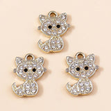10pcs Crystal Cat Charms for Jewelry Making