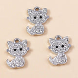 10pcs Crystal Cat Charms for Jewelry Making
