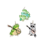 6Pcs Frog Charms Acrylic Banjo Raccoon DIY Making