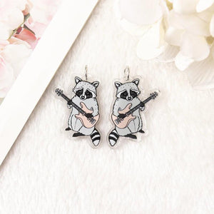 6Pcs Frog Charms Acrylic Banjo Raccoon DIY Making