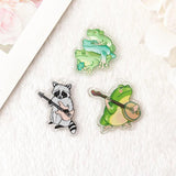 6Pcs Frog Charms Acrylic Banjo Raccoon DIY Making